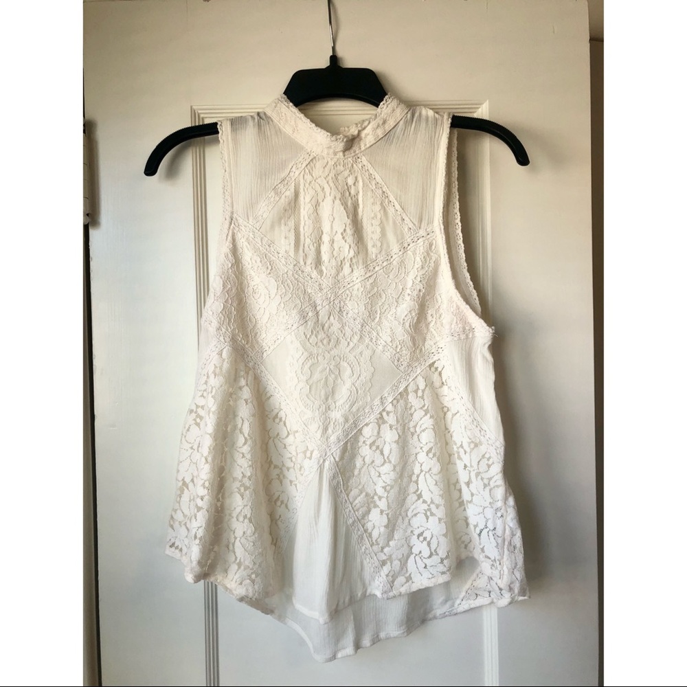 AE High Neck Cream Lace Detailing Tank - Picture 1 of 4